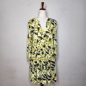 Maeve for Anthropologie Amber Yellow Floral Tiered Tunic Dress Sz Small